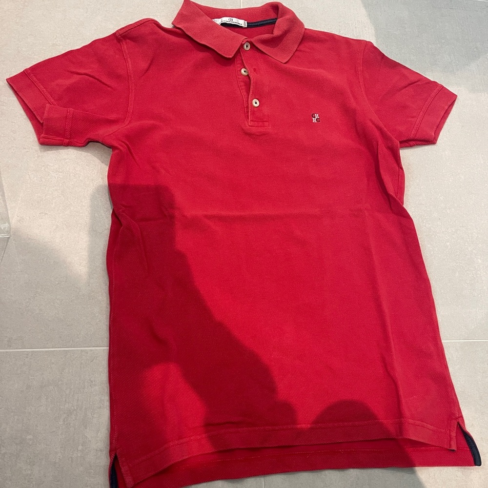 Carolina Herrera men small Salmon pink color button polo embroidery logo classic